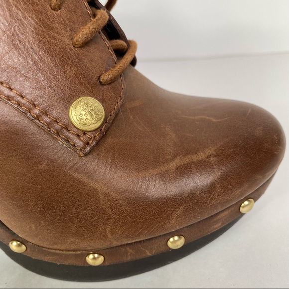 Vince Camuto Canasta Clog Booties Brown Leather Studded Lace Up Boho Hippie 5.5 - Picture 9 of 13
